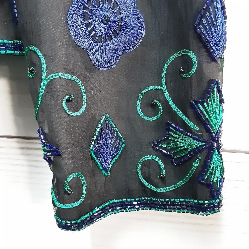 Scala 100%Pure Silk Embellished Jacket Size Ps - image 7